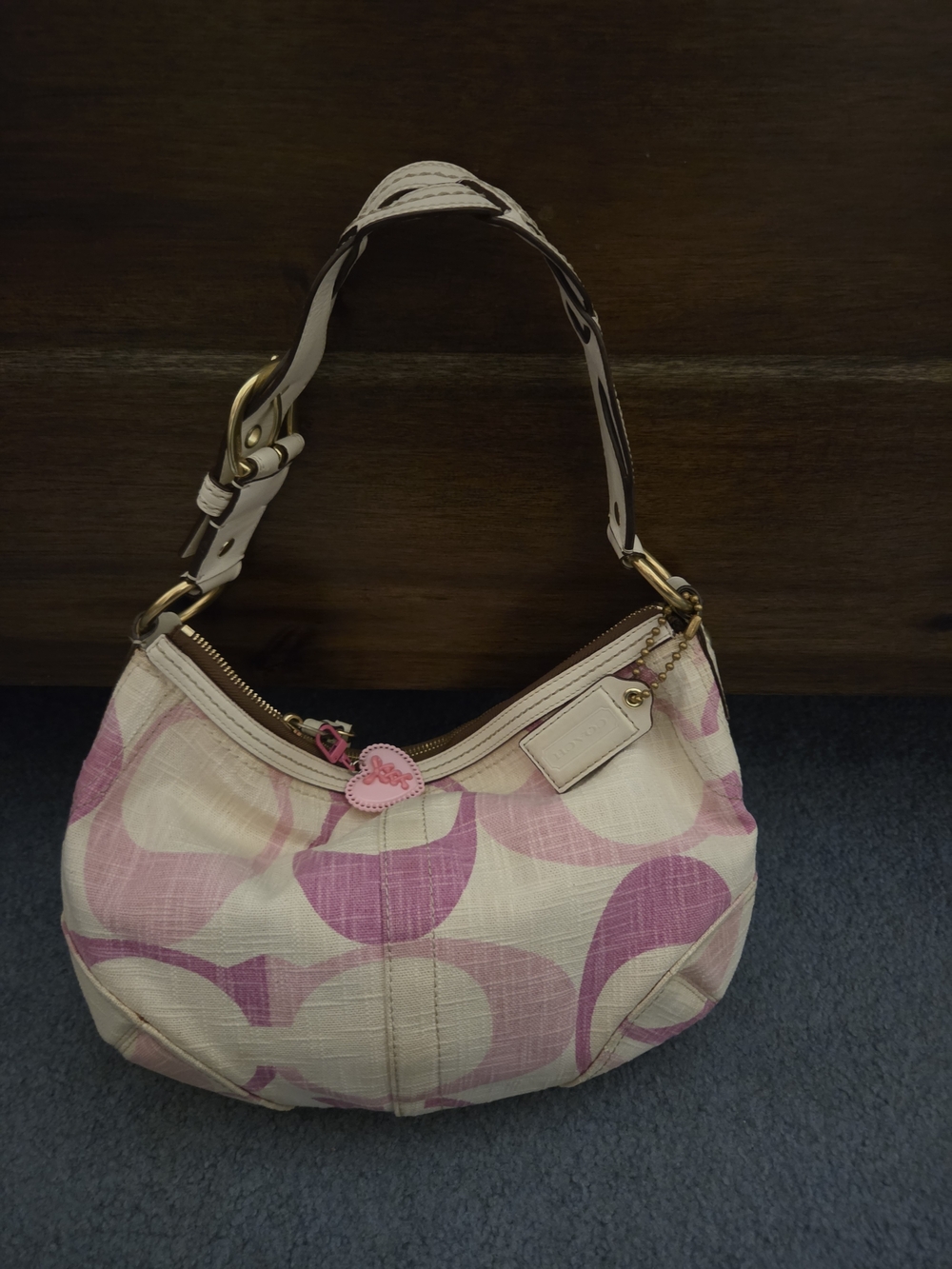 Coach Y2k Soho Pink And White Linen